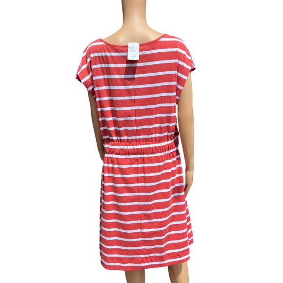 Susan Betro Size XL Casual Dress Red & White Striped Short Sleeve Tie Beachy - Picture 2 of 6